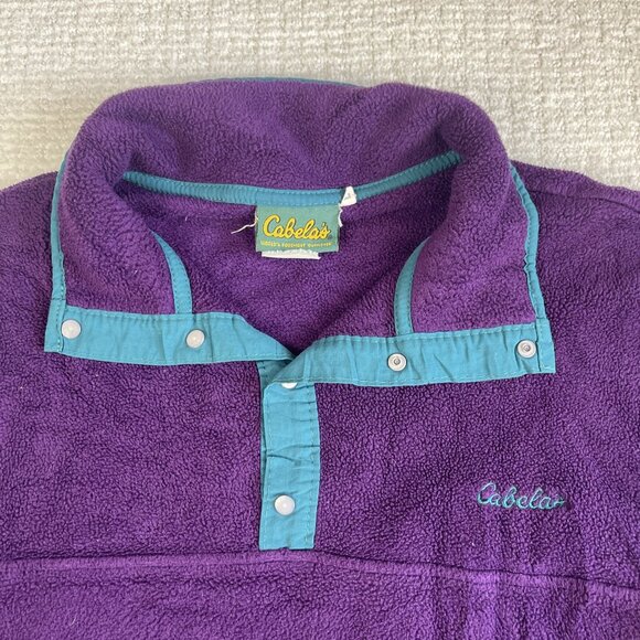 VTG Cabelas Sweater Mens Large Retro Purple Fleece Snap (Synchilla style) Read - Picture 6 of 16